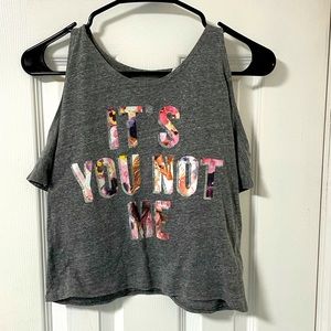 GUESS "It's You Not Me" Short-Sleeve Crop Top